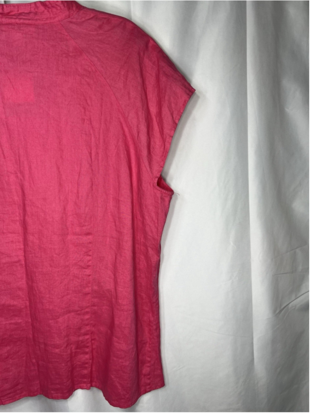 Coldwater Creek 100% Linen Shirt 2X Button Front Short Sleeve Pink Coastal - Picture 6 of 9